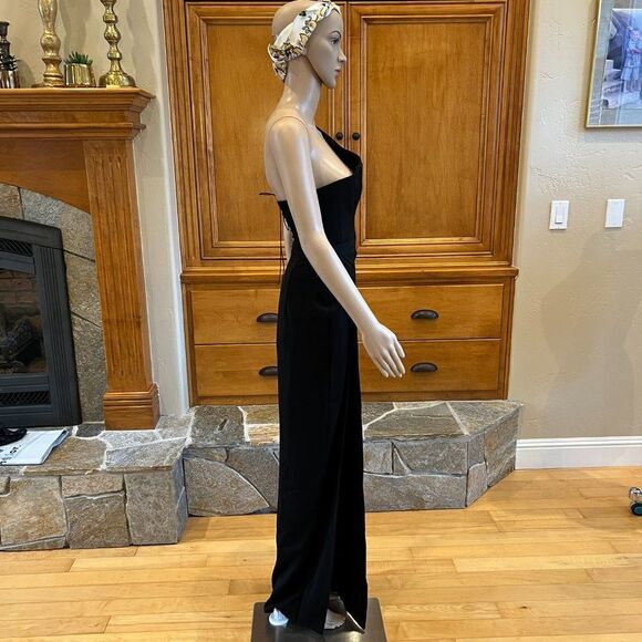 LIA STUBLLA Black One Shoulder High Slit Dress Size 0-2 XS NWT - Picture 3 of 12